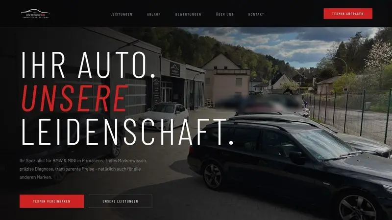 Startseite von kfz-dib.de, der Website von Kfz Technik Dib, Kfz-Meisterbetrieb in Pirmasens